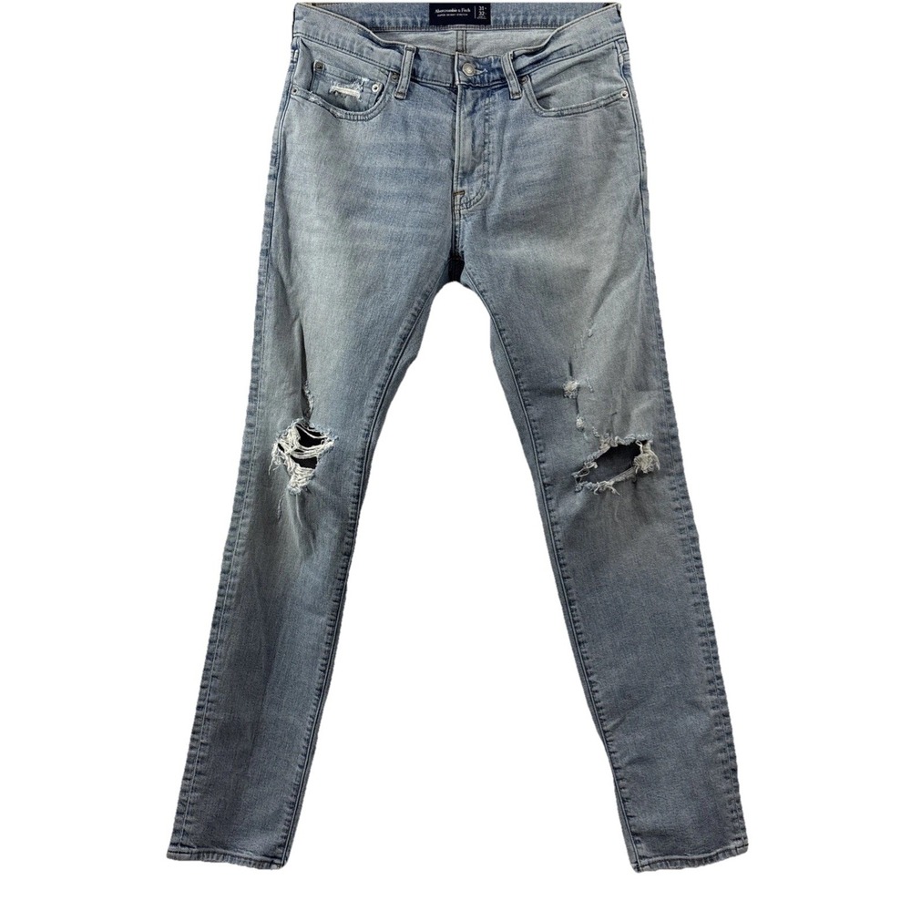 Abercrombie and Fitch Jeans Mens 31X32 (31.5) Super Skinny Stretch Lt Wash Denim